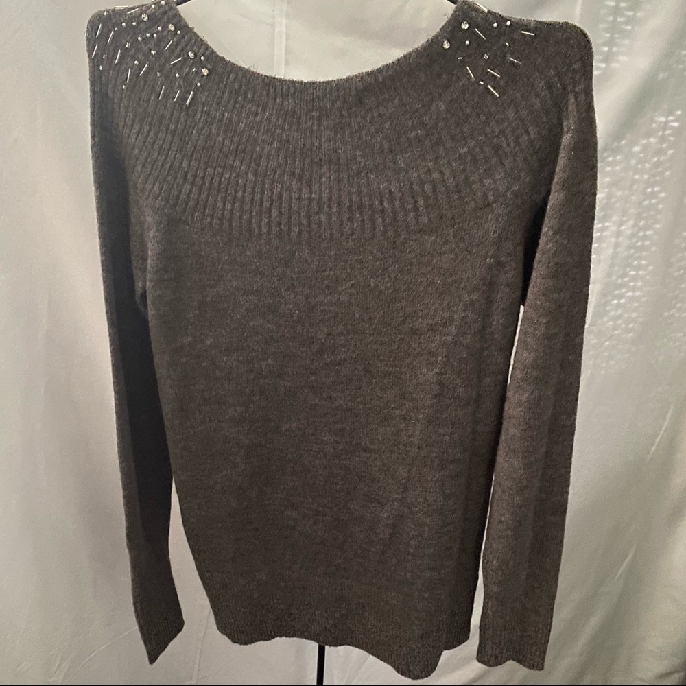 Apt9 Brown Jeweled Sweater Size Medium - Picture 2 of 4